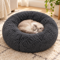Soft Pet Cat Bed Pad Plush Warm Faux Fur Dog Calm Bed Donut round Bed Comfortable Sleeping Washable for Small Medium Dog and Cat