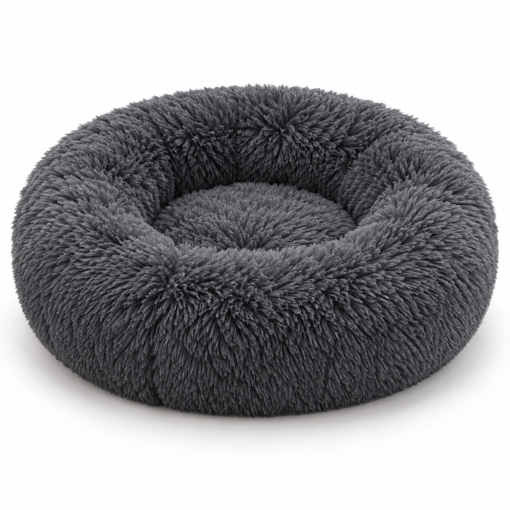 Soft Pet Cat Bed Pad Plush Warm Faux Fur Dog Calm Bed Donut round Bed Comfortable Sleeping Washable for Small Medium Dog and Cat